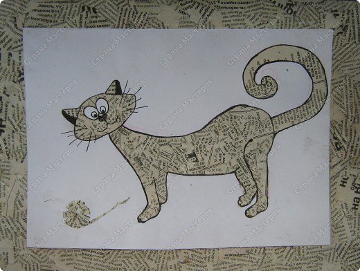 Кошка из газеты аппликация
