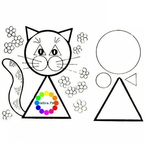 Кошка из геометрических фигур для детей