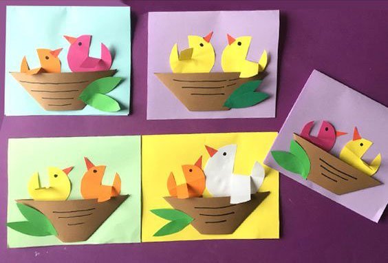 Аппликация птичка в гнезде