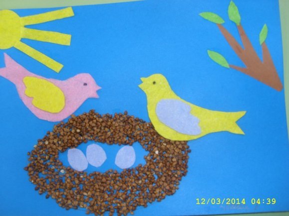 Аппликация весенние птицы