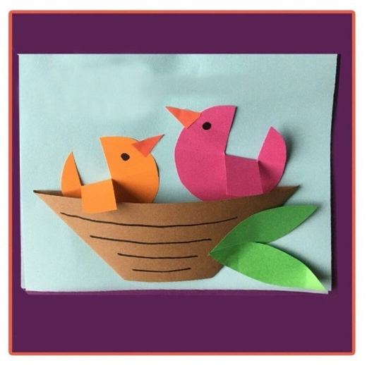 Аппликация птицы в гнезде