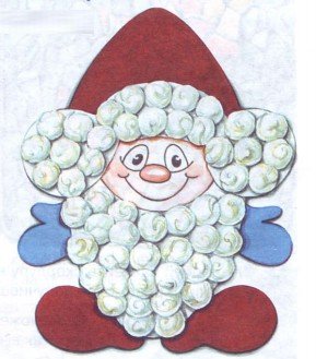 Поделка гномик из ватных шариков