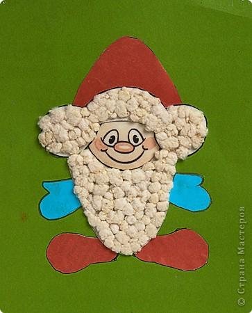 Аппликация из ватных шариков гномик