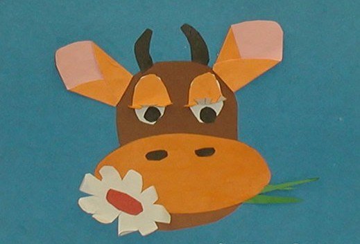 Аппликация корова в подготовительной группе