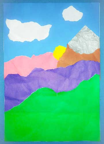 Пейзаж из цветной бумаги