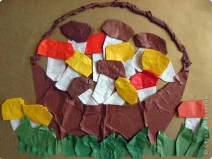 Аппликация корзина грибов в средней группе