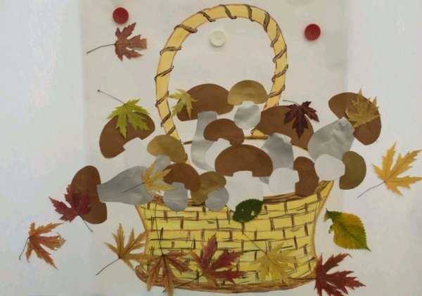 Аппликация корзинка с грибами