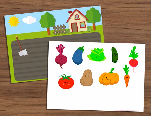 Аппликация овощи на грядке