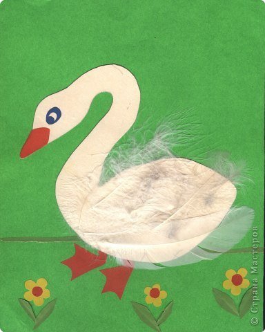 Аппликация лебедь в средней группе