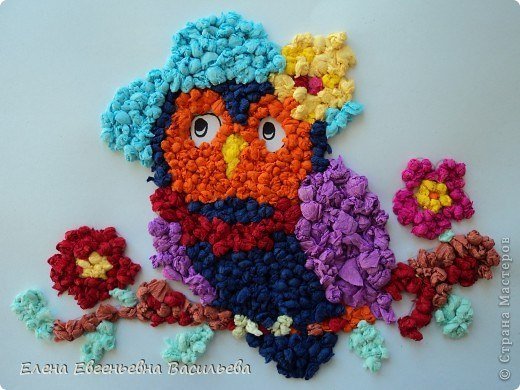 Аппликация из бумажных комочков