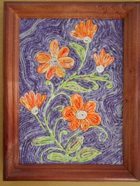 Аппликация из скрученных салфеток