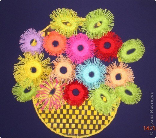 Цветы из ниток с детьми