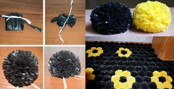 Помпоны из мешков для мусора