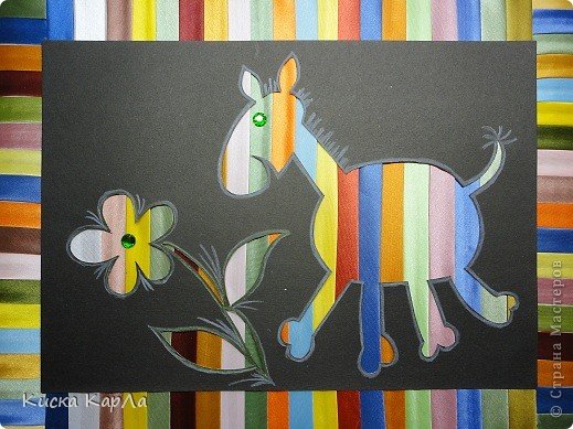 Аппликация из цветных полосок