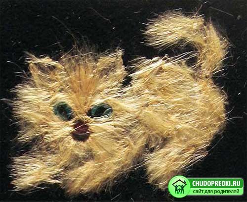 Аппликация из тополиного пуха