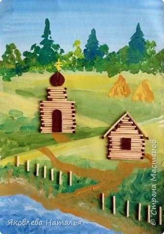 Поделка из спичек на картоне