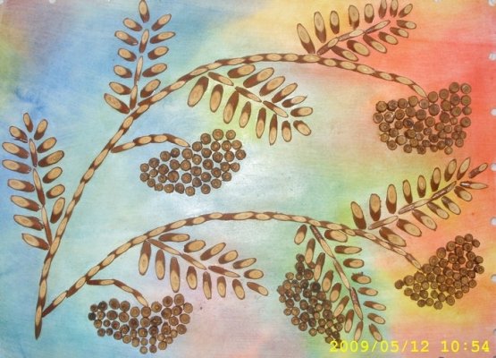 Аппликации из срезов веточек