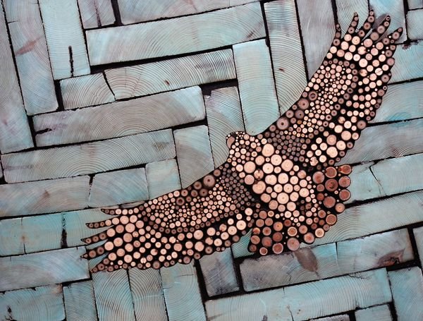 Мозаика из спилов дерева