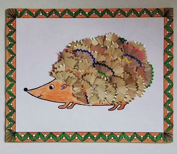 Мозаика из карандашных стружек «Ёжик»