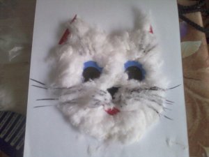 Кошка из ватного диска