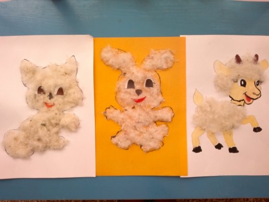 Аппликация котенок из ваты