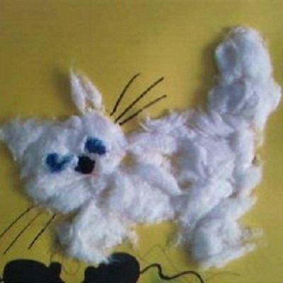 Аппликация котенок из ваты