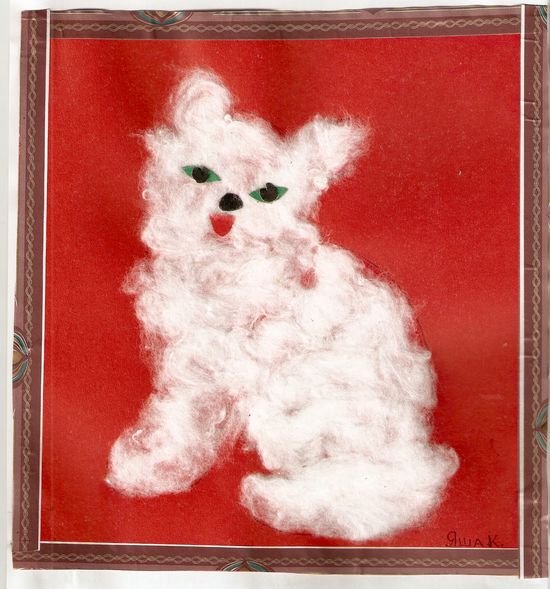 Поделка кот из ваты