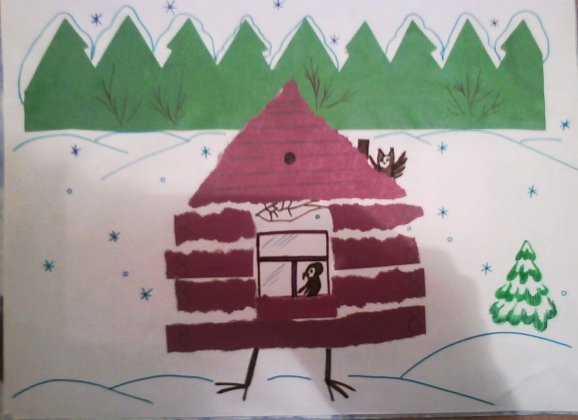 Аппликация изба в подготовительной группе