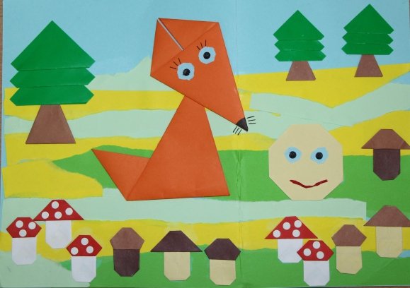 Объемная аппликация из геометрических фигур