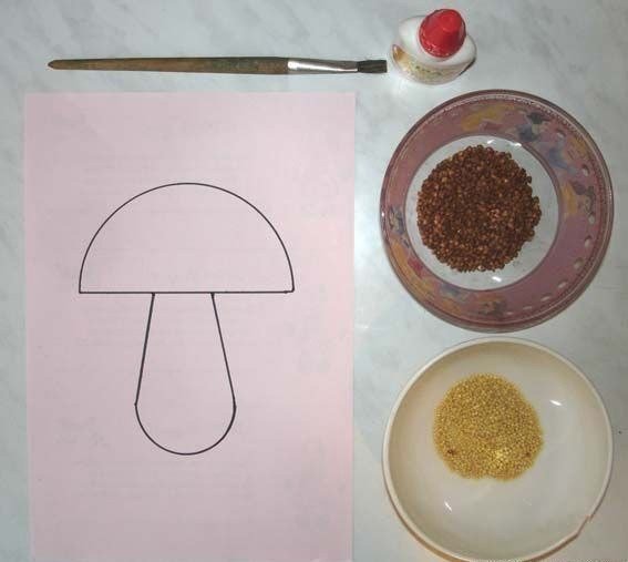 Поделка гриб из крупы