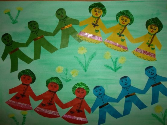 Аппликация праздничный хоровод в подготовительной группе