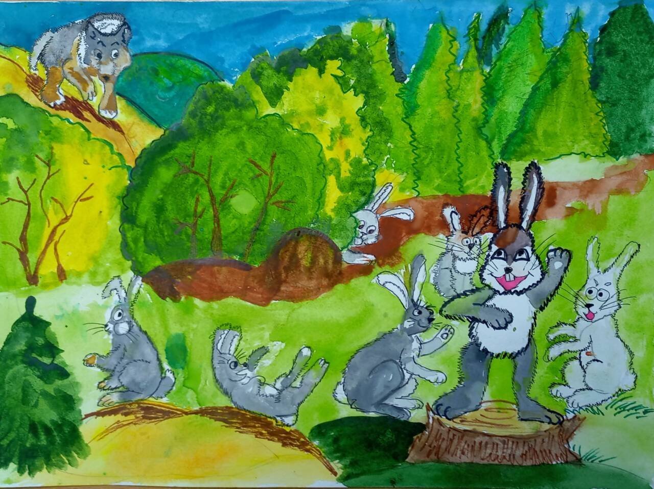 Храброго зайца падеж. Храбрый заяц рисунок. Сказка про храброго зайца. Сказка про храброго зайца - длинные уши, косые глаза, короткий хвост.