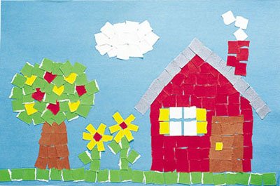 Мозаика из бумаги с домиками