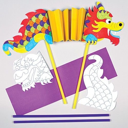 Бумажный дракон на палочках