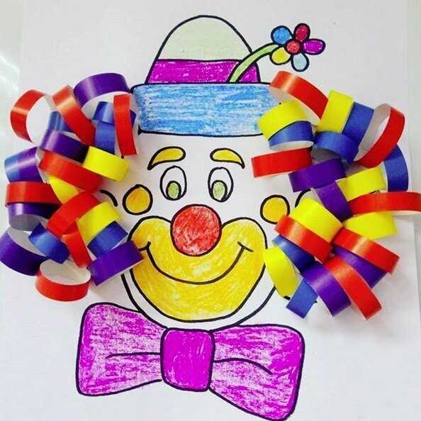 Аппликация клоун из цветной бумаги