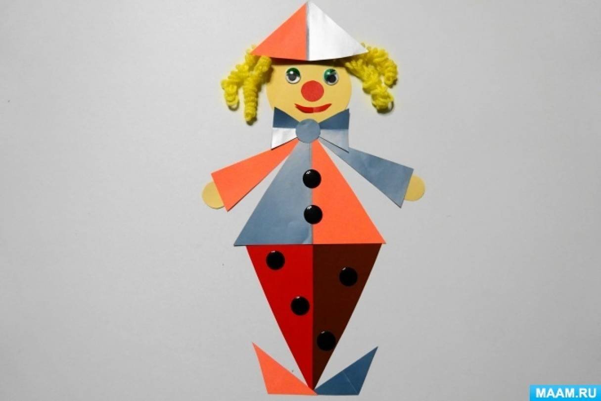 Геометрические клоуны. Клоун из геометрических фигур. Аппликация клоун из геометрических фигур. Аппликация клоун в старшей группе. Поделка клоун из геометрических фигур.