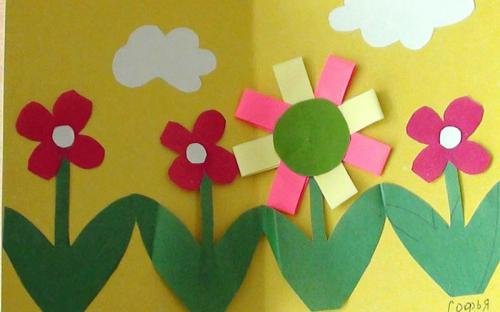 Аппликация Цветочная клумба в старшей группе