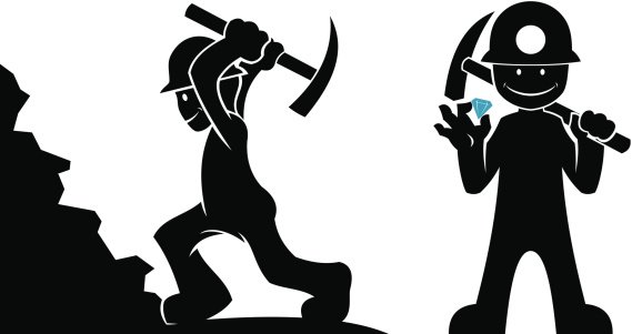 Шахтер с киркой силуэт