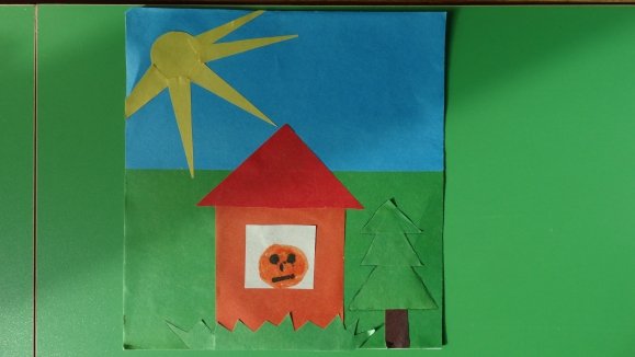 Аппликация в младшей группе Колобок на окошке