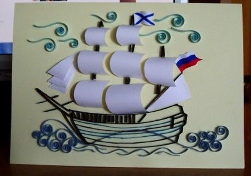 Корабль аппликация из бумаги