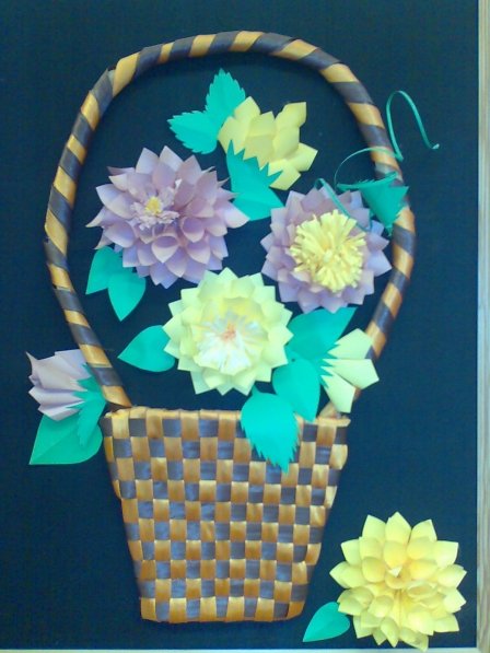 Корзинка с цветами из бумаги