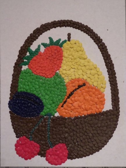 Аппликация корзинка с фруктами