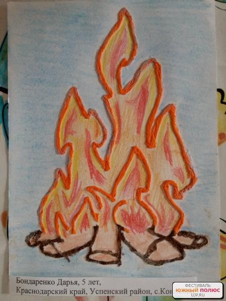 Костер аппликация из бумаги