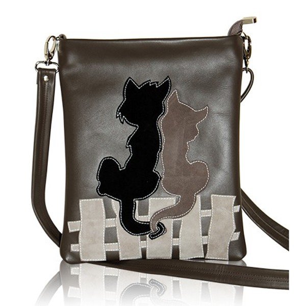 Кожаная сумка с кошкой
