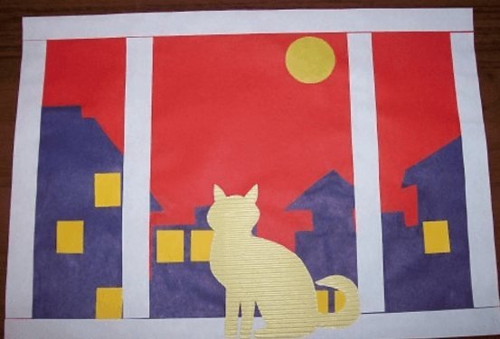 Аппликация кошка на окошке в старшей группе