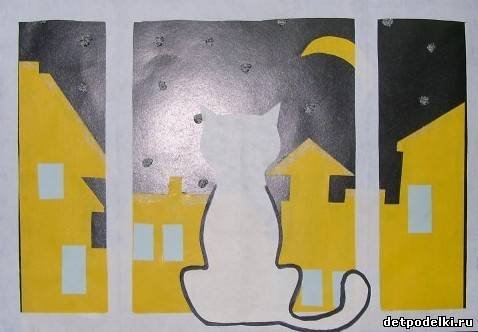 Аппликация кошка на окошке в старшей группе