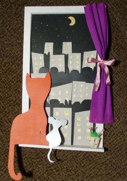 Поделка кошка на окошке