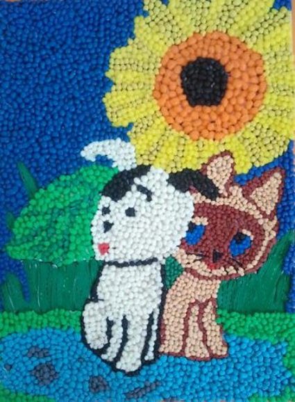 Кот аппликация торцевание