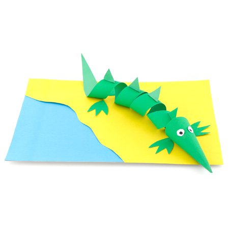 Крокодильчик из цветной бумаги