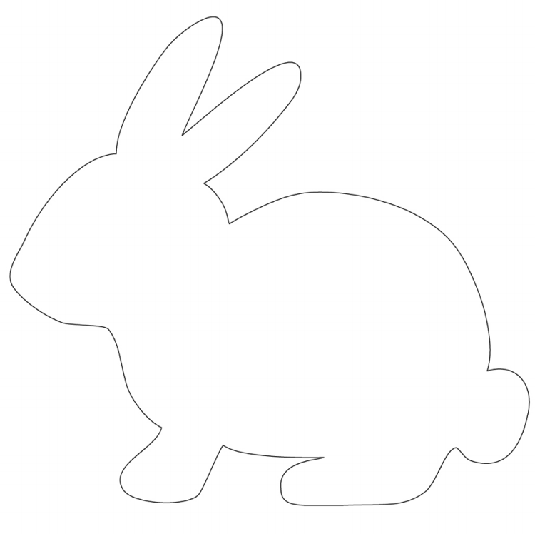 Шаблон пасхального кролика. Зайчик контур сбоку. Трафарет зайчика. Контур зайца для аппликации.